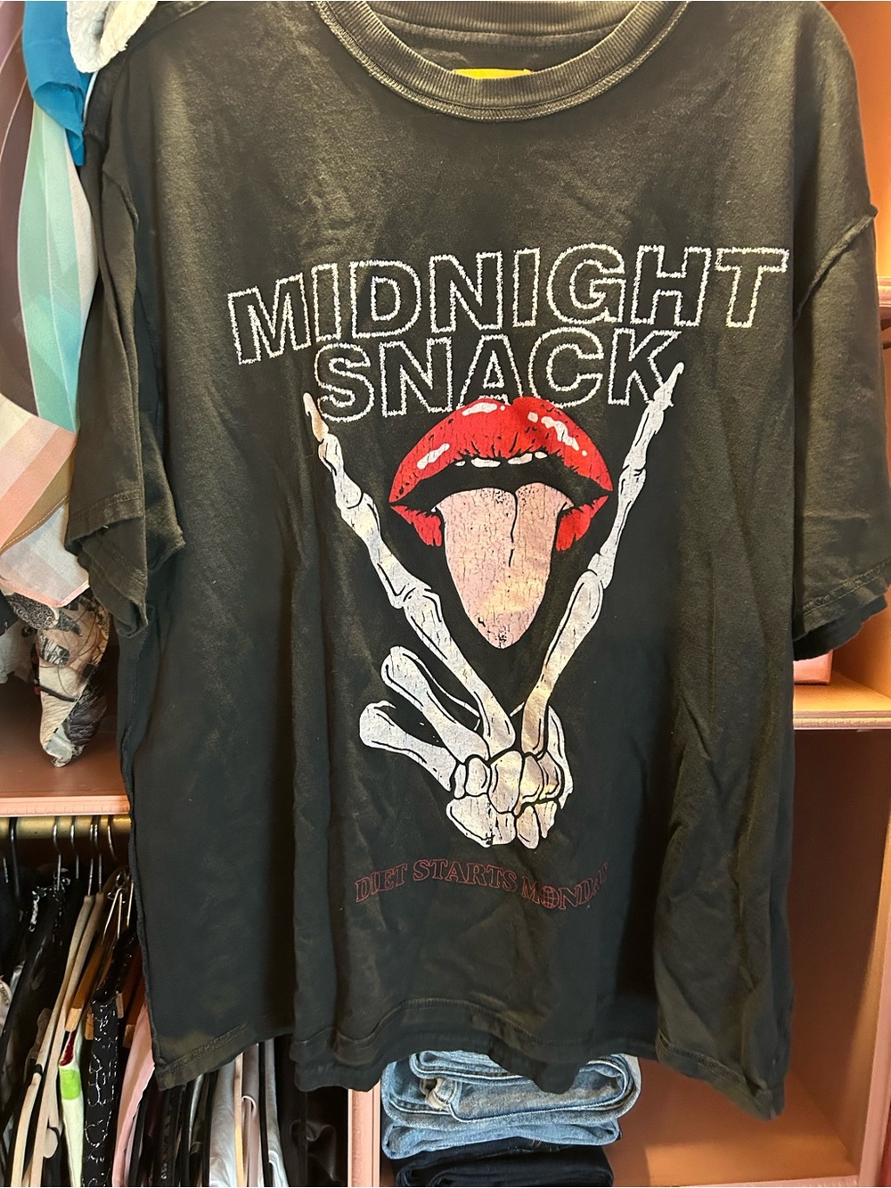 Diet Starts Monday “Midnight Snack” Black Tee Large